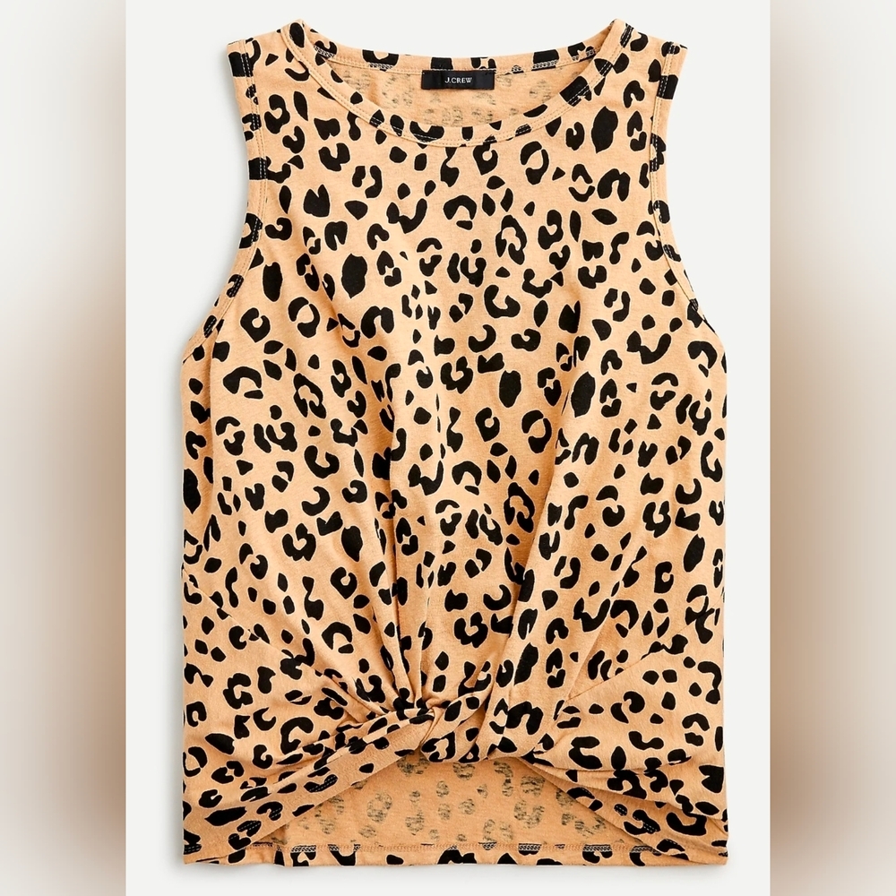 J Crew Slub Twist Front Leopard Print Tank Top Size L
